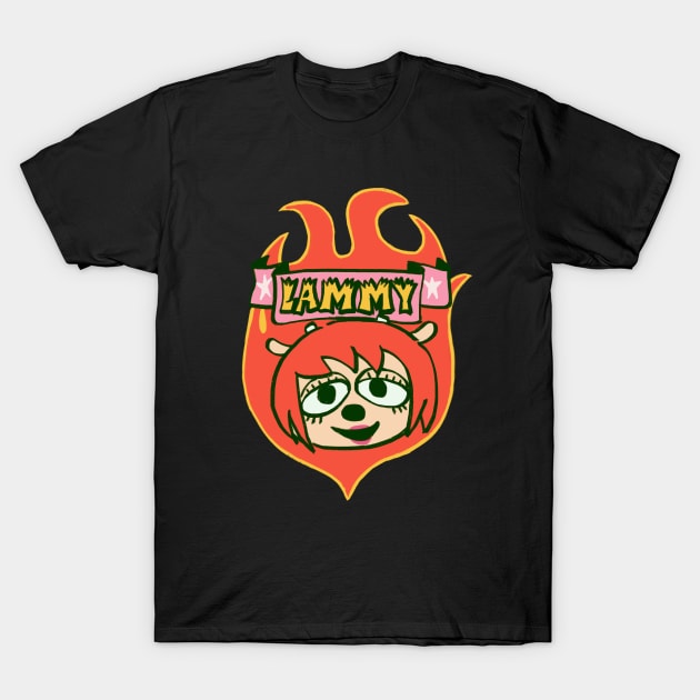 Mudwizard draws the firey red lammy crest-badge / um jammer lammy sheep girl T-Shirt by mudwizard